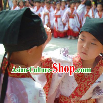 Ancient Chinese School Student Costumes Three Pieces Set for Kids