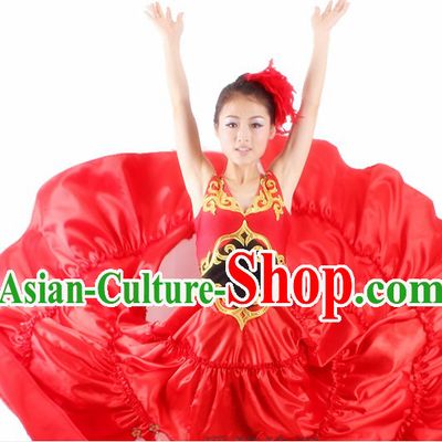 Traditional Chinese Spainish Bullfight Dance Costumes and Headwear for Women