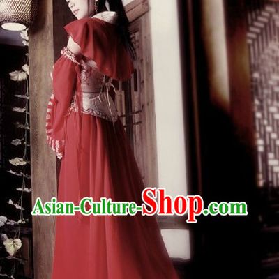 Ancient Chinese Red Wedding Marriage Outfit for Brides