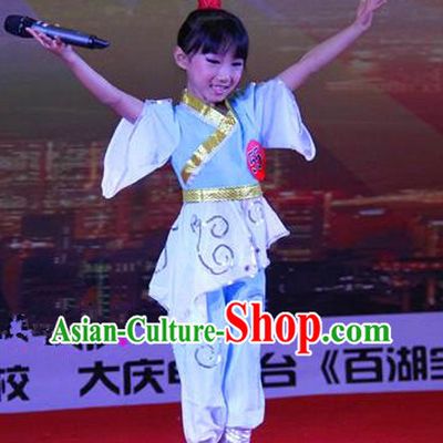 Traditional Chinese Three-character Scripture Costumes and Headband Outfit for Children