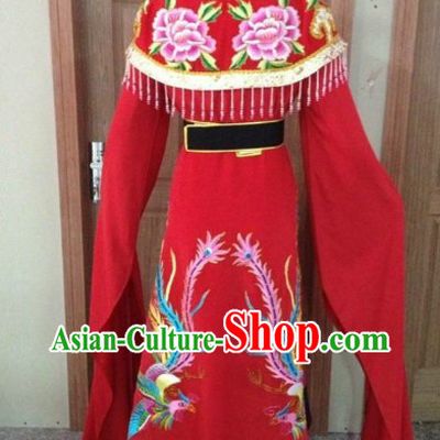 Red Chinese Opera Embroidered Phoenix Empress Costumes Complete Set