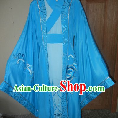 Blue Chinese Opera Embroidered Xiao Sheng Costumes Complete Set for Men