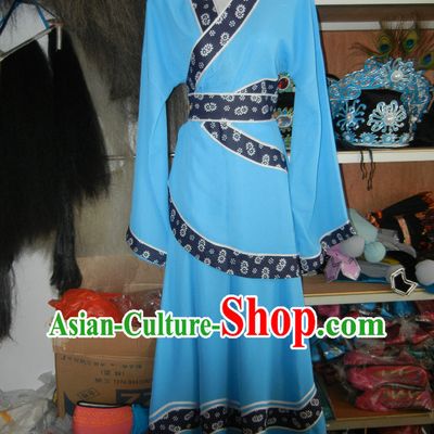 Blue Ancient Chinese Village Girl Costumes