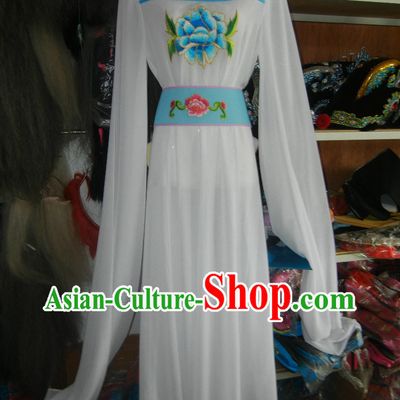 Long Sleeves Embroidered White Chinese Opera Dance Costumes for Women
