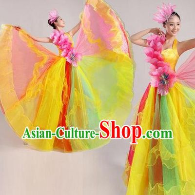 Traditional Chinese Stage Performance Dancing Costume and Headpiece for Women