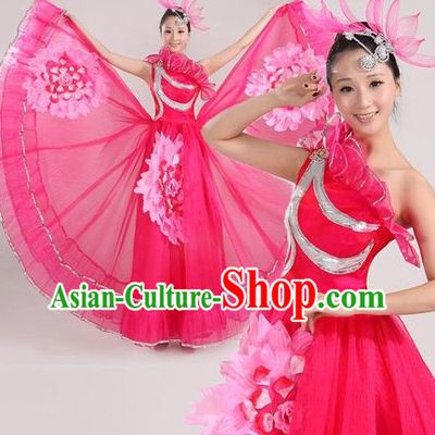 Traditional Chinese Stage Performance Dance Costume and Headpiece for Women