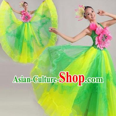 Traditional Chinese Stage Performance Dancing Costume and Headwear for Women