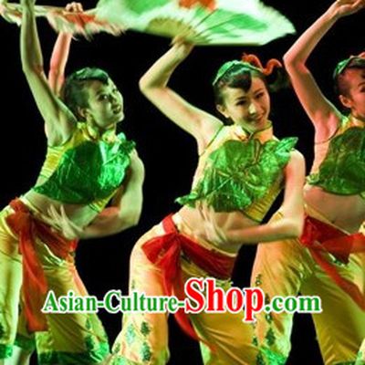 Traditional Chinese Fan Dance Costume for Girls