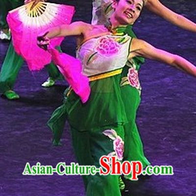 Traditional Chinese Flower Dance Costume and Headwear for Women