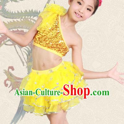 Yellow Jazz Dance Costumes for Kids
