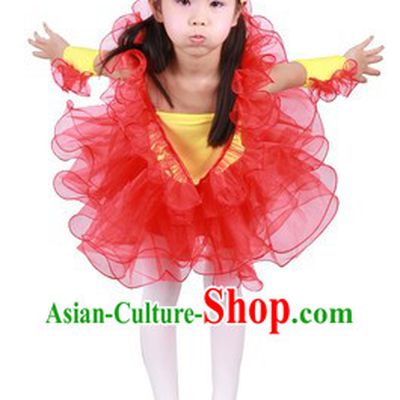 Chinese Traditional Goldfish Dance Costume and Headwear for Kids