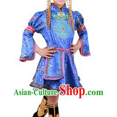 Traditional Mongolian Clothing and Hat for Children