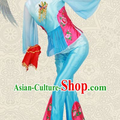 Chinese Classical Yangge Dance Costumes and Headwear for Women