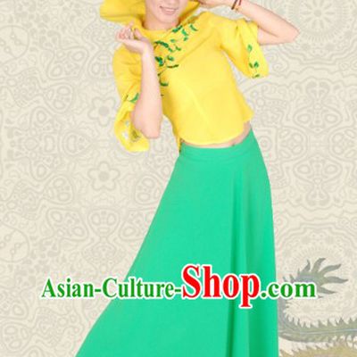 High Collar Chinese Classical Dance Costumes and Headwear for Women