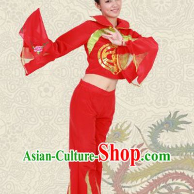 Red Stage Performance Handkerchief Dance Costumes for Women