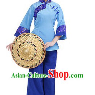 Chinese Female Farmer Costumes and Hat