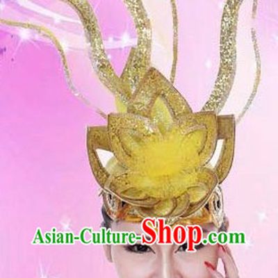 Golden Stage Performance Dance Headpiece for Women