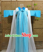 Blue Ancient Chinese Tang Dynasty Skirt Clothing for Girls