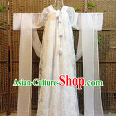 Ancient Chinese White Tang Dynasty Female Ruqun Clothes for Ladies