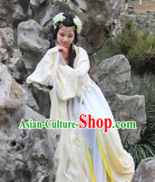 Ancient Chinese Water Sleeve Hanfu Guzhuang Clothing and Headwear Complete Set