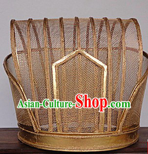 Ancient Chinese Qin and Han Dynasty Golden Hat for Men