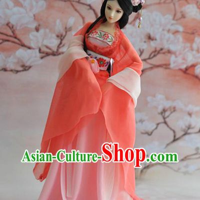Orange BJD Dolls Guzhuang Costumes Complete Set