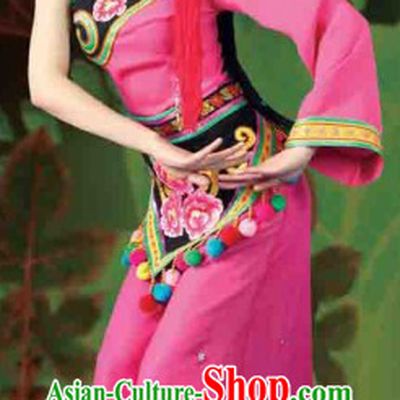 Traditional Chinese Ethnic Minority Dresses and Hat Complete Set for Women
