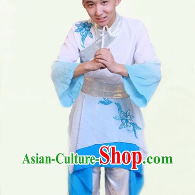 Traditional Chinese Classical Dance Dresses and Hat Complete Set for Men