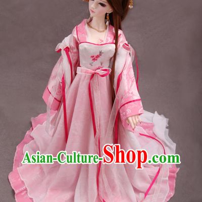 Ancient Chinese Pink Princess Costumes and Hair Accessories for Women