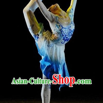 Chinese Classical Dance Costume and Hair Accessories Complete Set for Women