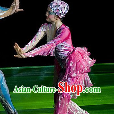 Traditional Chinese Modern Dance Costumes and Headpieces Complete Set for Women