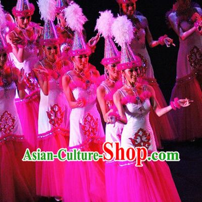 Stage Performance Dance Costumes and Hat Complete Set for Women
