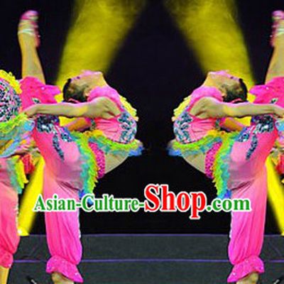 Stage Performance Fan Dance Costumes and Headwear Complete Set for Women