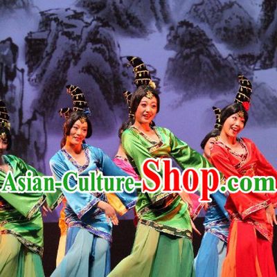 Stage Performance Classical Dancing Costume and Headwear Complete Set for Women