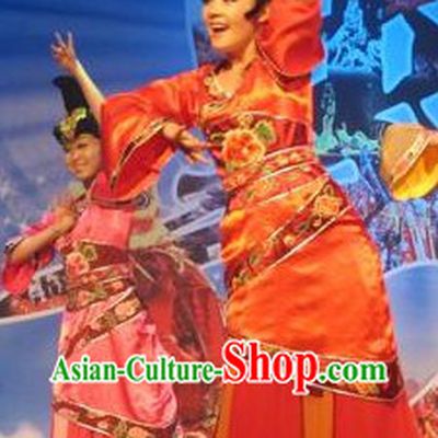 Stage Performance Classical Dancing Costume and Headwear Complete Set for Women