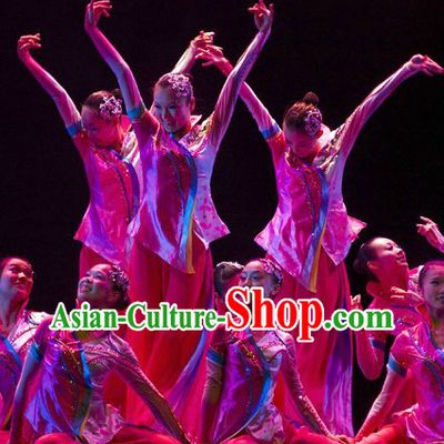 Stage Performance Fan Dancing Costumes and Headpieces Complete Set for Men