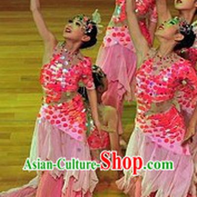 Ancient Chinese Dance Costume and Headpieces Complete Set for Women