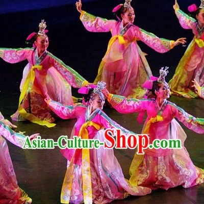 Traditional Koren Dance Costumes and Headpieces Complete Set for Women