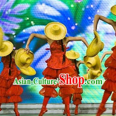 Traditional Modern Dance Costumes and Hat Complete Set for Women