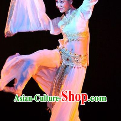 Traditional Han Dynasty Imperial Palace Dance Costumes and Hat Complete Set for Women