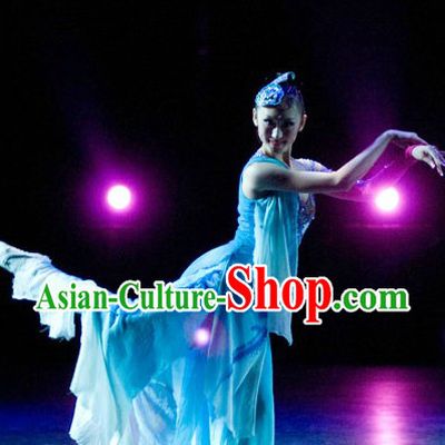 Traditional Chinese Classical Solo Dance Costumes and Headwear Complete Set for Women
