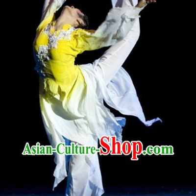 Traditional Chinese Magnolia Classic Dance Costume and Headwear Complete Set for Men