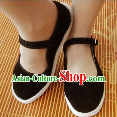 All Handmade Black Chinese Thick Sole Cotton Shoes