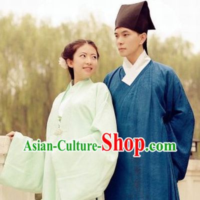 Traditional Chinese Song Dynasty Couple Clothes Complete Set for Men and Women