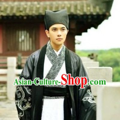 Traditional Ancient Chinese Black and White Hanfu Clothes for Men