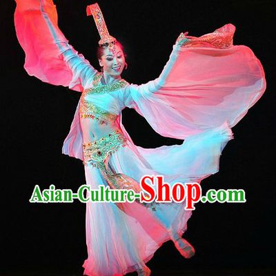 Chinese Classical Dance Costumes and Headwear Complete Set for Women