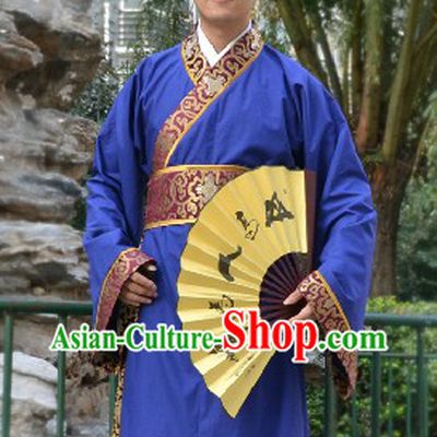 Blue Traditional Ancient Chinese Hanfu Clothing Complete Set for Men