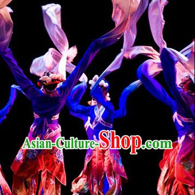 Long Sleeves Classical Chinese Dance Costumes and Hair Accessories Complete Set for Men