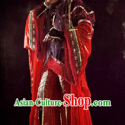 Ancient Chinese Red Swordswoman Cosplay Costumes Complete Set for Women