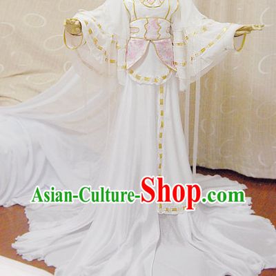 Ancient Chinese Romantic White Princess Cosplay Costume Complete Set for Women